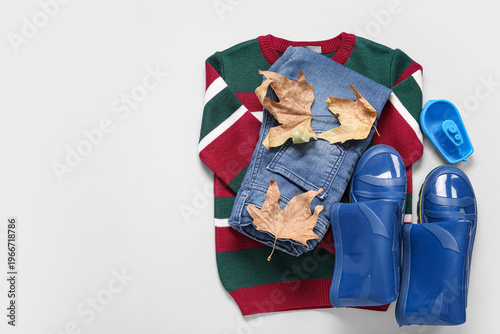 Blue gumboots with sweater,...