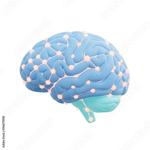 3D Human Brain Neural Network Artificial Intelligence Concept