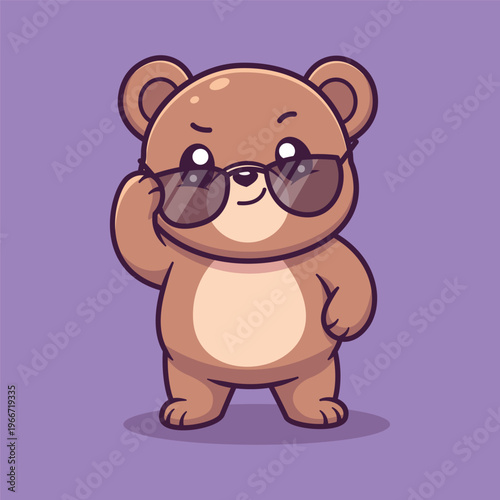 Cool Bear Wearing Sunglasses Cartoon Vector Illustration