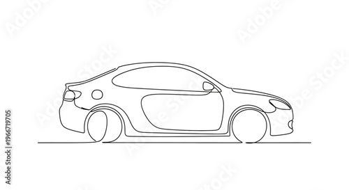 Minimalist car outline drawing, simple sedan side view, clean lines, modern vehicle sketch