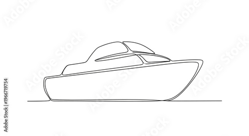 Minimalist Line Art Drawing of a Modern Yacht on Calm Water