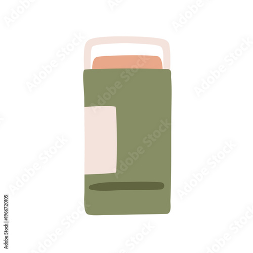 Foundation and concealer stick. Decorative cosmetics for face skin makeup. Beauty cosmetic product for tone correction. Applicator for concealing. Flat vector illustration isolated on white background