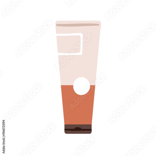 Cream tube, abstract cosmetic packaging. Plastic pack with beauty product, decorative cosmetics, face makeup foundation. Skincare moisturizer. Flat vector illustration isolated on white background