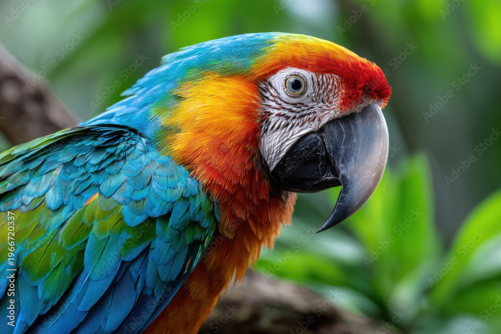 Obraz premium Close up of a colorful hybrid macaw parrot
