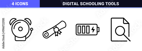Academic Learning and Educational Technology Minimalist Monoline Geometric Line Art for Digital Schooling and E-Learning Platforms