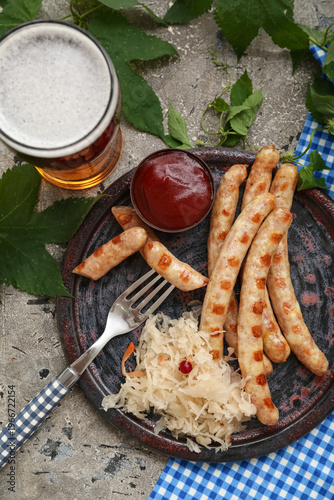 Plate with tasty Bavarian s...