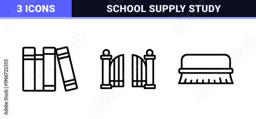 Education and School Supplies Minimalist Geometric Line Art Monoline Icons for Academic Learning and University Stationery Design.
