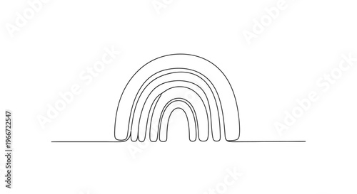 Minimalist Rainbow Line Art Drawing, Single Continuous Line, Simple Arch