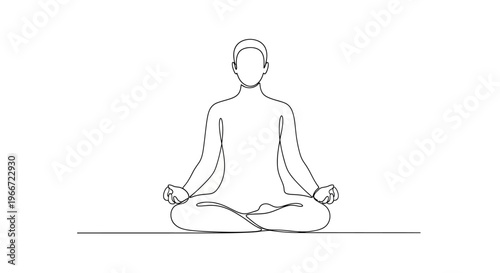 Minimalist Line Art of Person Meditating in Lotus Pose