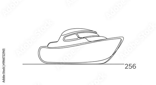 Outline Drawing of a Modern Speedboat on a White Background