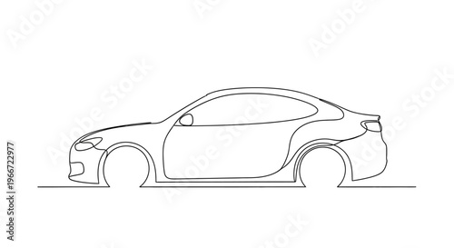 Minimalist car outline, sleek sedan profile, continuous line art, modern automotive design