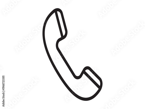 Telephone, Black Phone, Receiver Icon, Communication Symbol, Line Art isolated on White Background