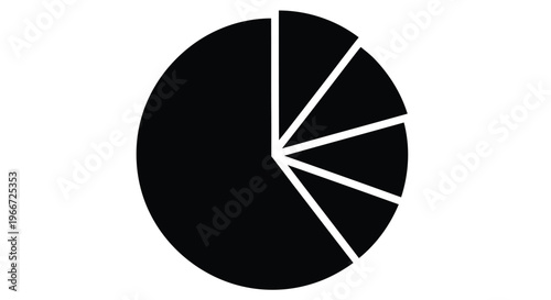 Simple black pie chart with five segments of varying sizes is displayed