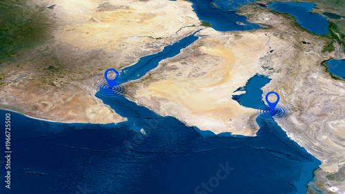 Принти на полотні Strategic Maritime Chokepoints Strait of Hormuz and Bab el-Mandeb Map