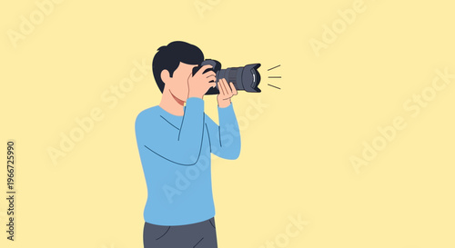 Man taking a photo with a camera outdoors in daytime