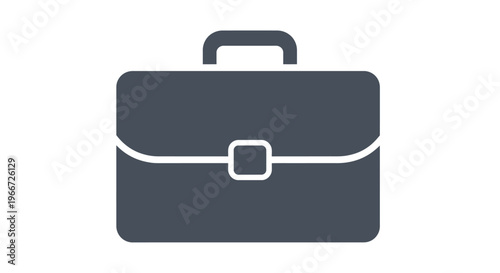 A dark gray briefcase with a handle and buckle is shown closed.