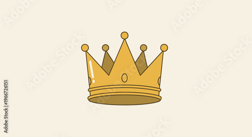 An illustration of a gold crown on a beige background symbolizes royalty and power.