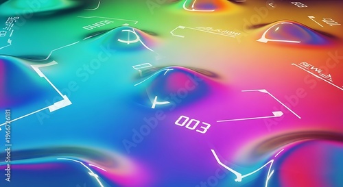 Abstract vibrant futuristic texture with geometric shapes and colorful background