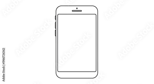 A simple line drawing of a smartphone device with a blank screen displayed.