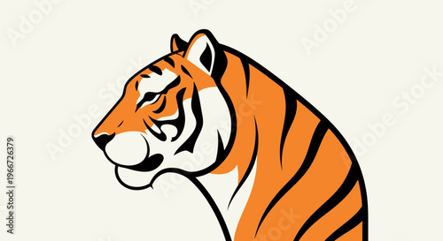 Illustration of a tiger's head in profile on a white background
