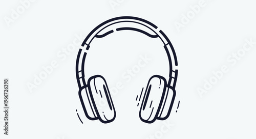 A person wearing headphones listening to music on a white background illustration.