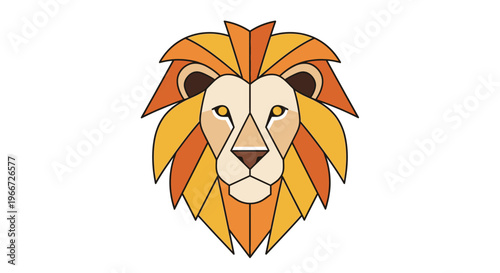 Vibrant lion head illustration with colorful mane on white background