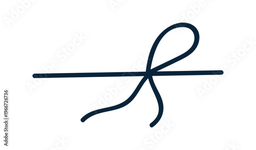 Simple bow knot from thin string. Loop tie, horizontal line. Minimal decorati...