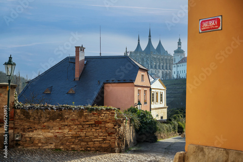 Wallpaper Mural Small street Jakubska, old town and Church of St. Barbora, Kutna Hora. Torontodigital.ca