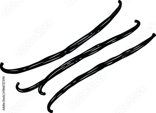 Vanilla bean pods silhouette set featuring aromatic spice sticks for baking cooking desserts and aromatherapy fragrance themes in kitchen food and wellness graphic designs