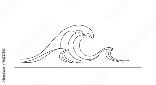Minimalist Line Art Wave Illustration - Ocean Swell and Water Surface