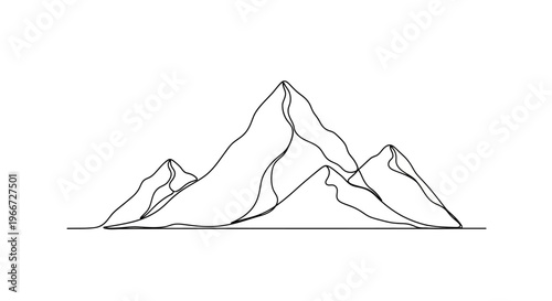 Minimalist Mountain Range Line Art - Simple Outline of Peaks and Valleys