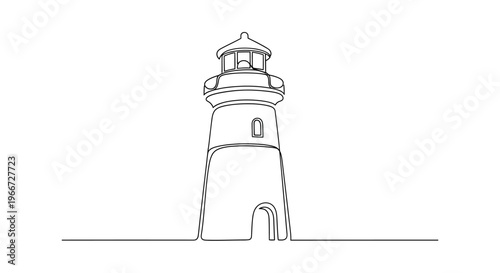 Minimalist Lighthouse Line Art Drawing, Nautical Beacon, Coastal Navigation Symbol