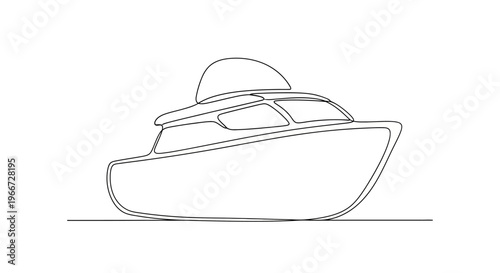 Minimalist Yacht Line Art, Single Line Drawing of a Luxury Boat on Water