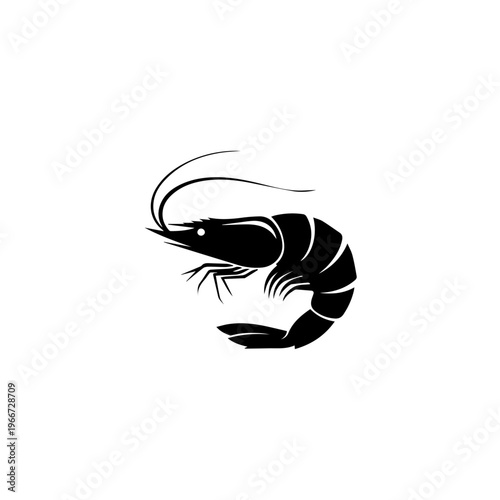 Elegant black shrimp silhouette icon, a minimalist seafood vector logo design