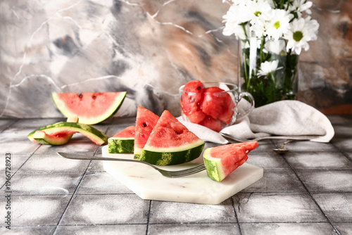 Board with pieces of fresh ...