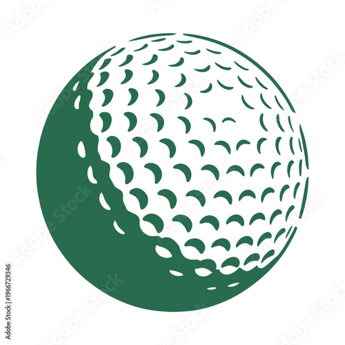 Golf ball icon, dimpled sphere silhouette, sports equipment vector illustration isolated on white background for golf game and fitness design