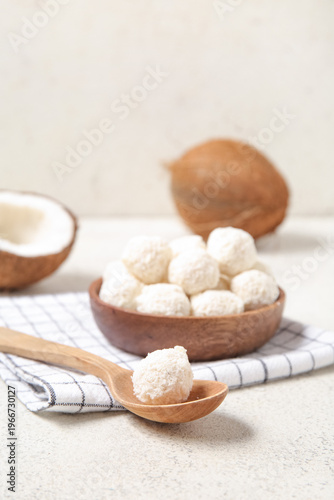 Wooden spoon and bowl with ...