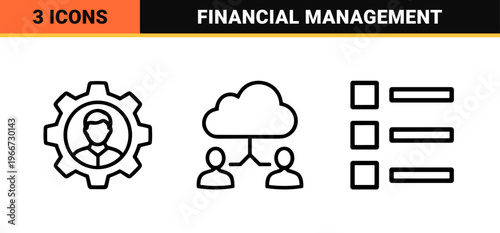 Financial Management and Corporate Governance Minimalist Monoline Line Art for Fintech Applications and Professional Business Services
