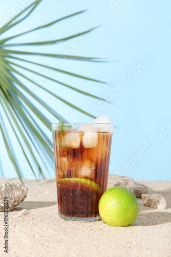 Glass of cold Cuba Libre co...