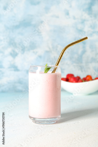 Glass of tasty strawberry s...