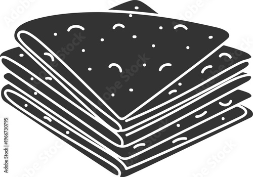 Solid black stack of crepes pancakes icon for restaurant menus and breakfast food branding graphic elements now