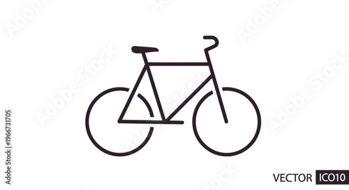 A simple line drawing of a bicycle is shown on a white background