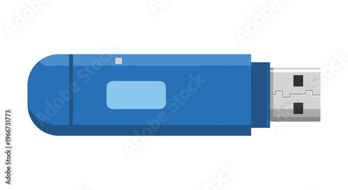 A blue USB flash drive on a white background