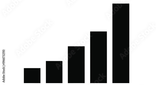 Black bars of increasing height displayed on a white background representing growth