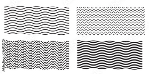 Waves line set. Wave ornament pattern. Set of wavy zigzag lines. Wave thin line background. Vector zigzag and wavy horizontal underline. Vector
