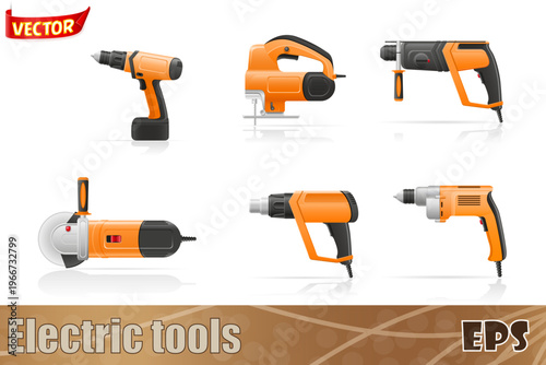 electric tools set icons vector illustration isolated on white background