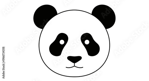 A cute panda bear face illustration with black and white colors