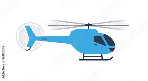 A blue helicopter illustration shows rotor blades spinning fast in mid-air.