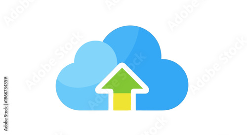 Cloud icon with green arrow uploading data