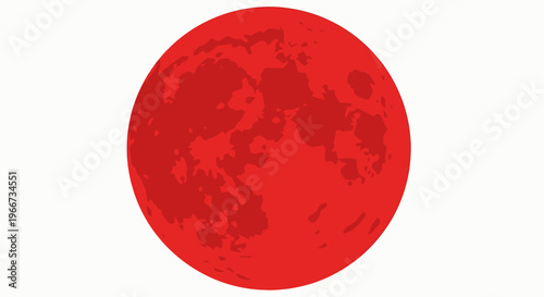 A vibrant red moon glows brightly in the night sky with craters.